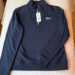 Vineyard Vines Navy Women's Quarter-Zip Pullover with Pink Logo Accents